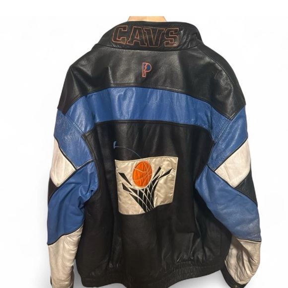 1980s Pro Player Cleveland Cavaliers XL NBA Wilsons Leather Jacket Color Block - Picture 2 of 8